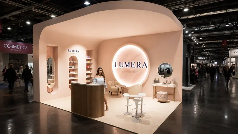 Lumera Cosmetics fuar standı konsept render