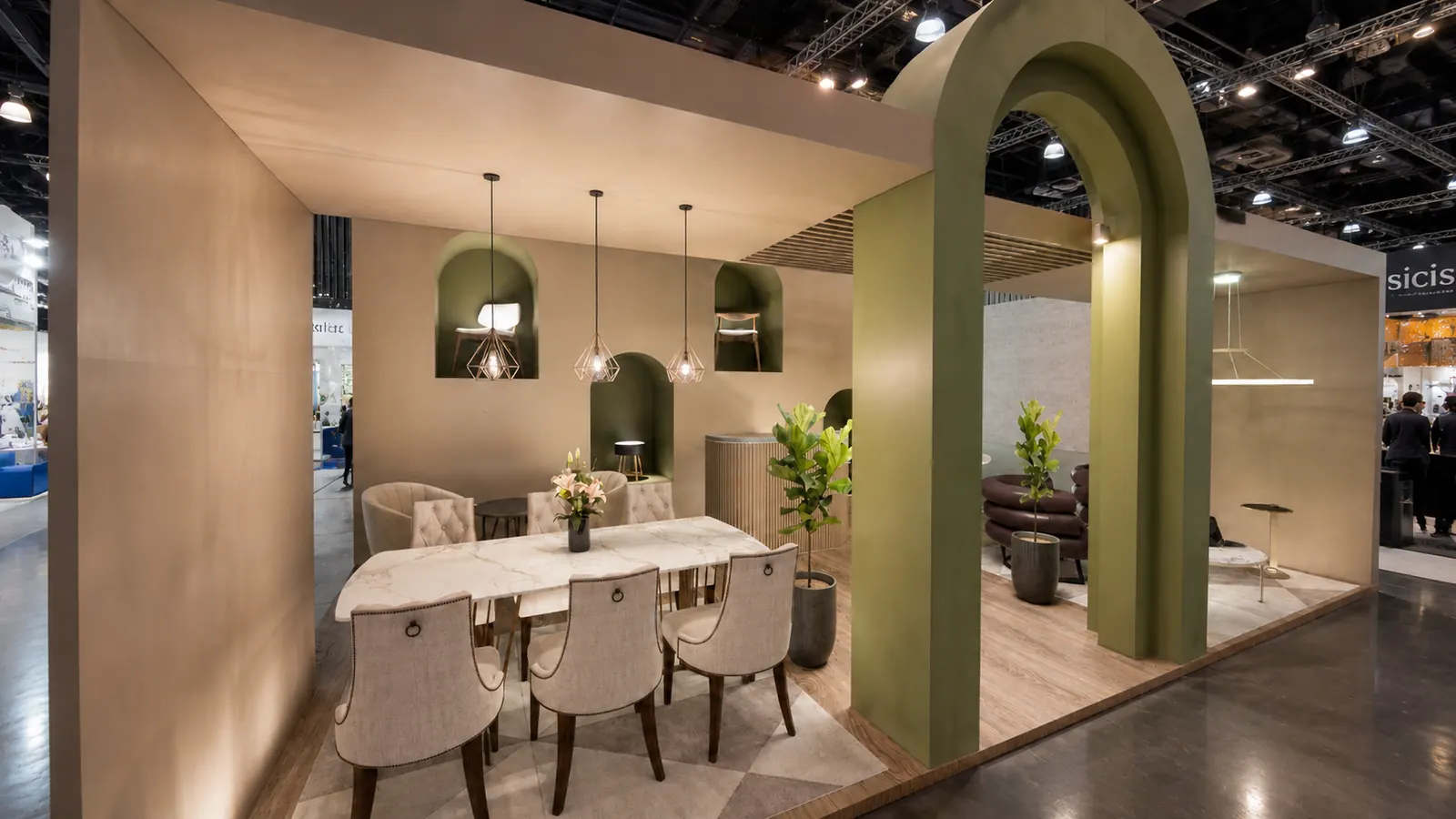 Modera Living fuar standı — hero render