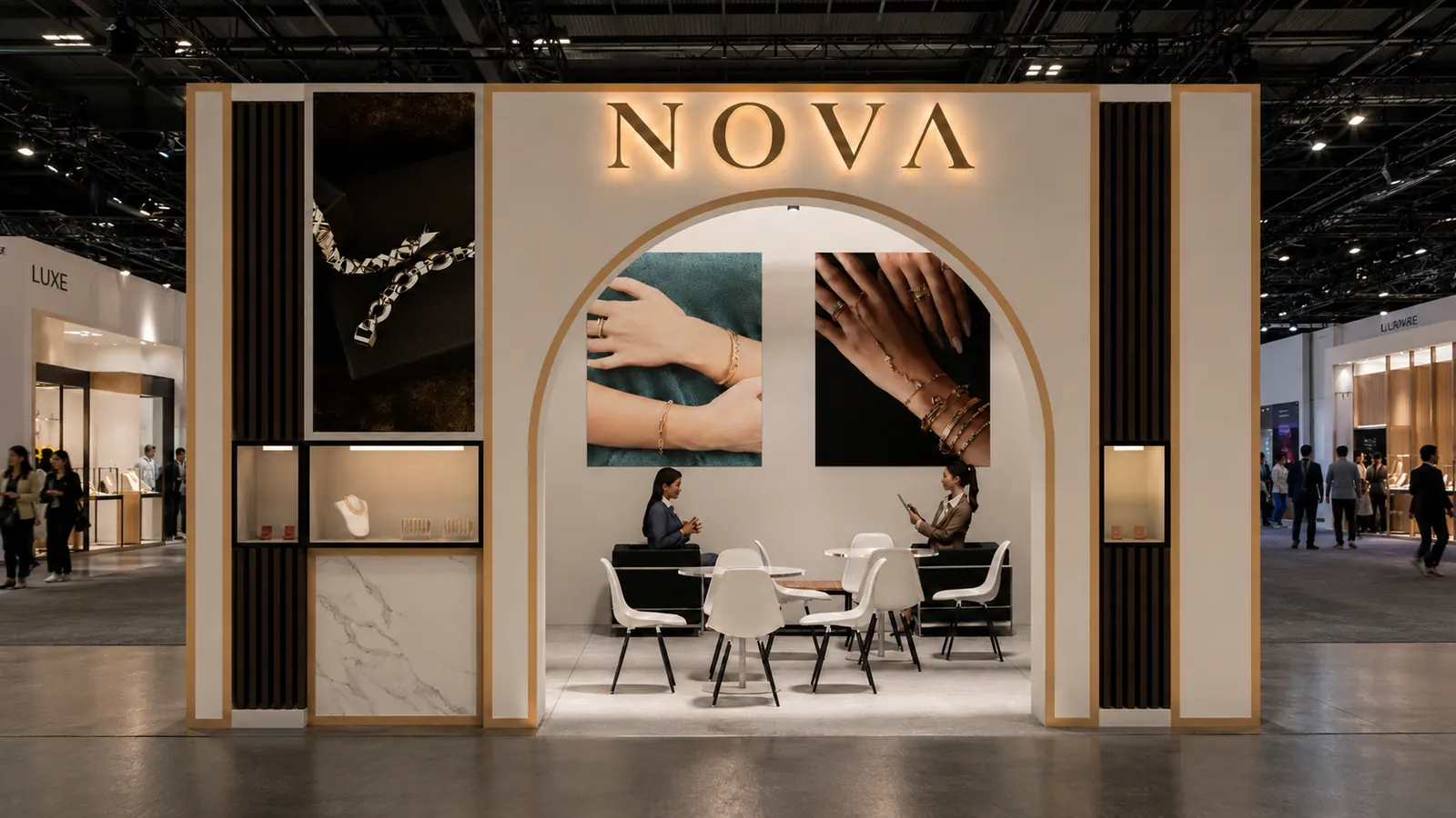 Nova Jewellery fuar standı — hero render
