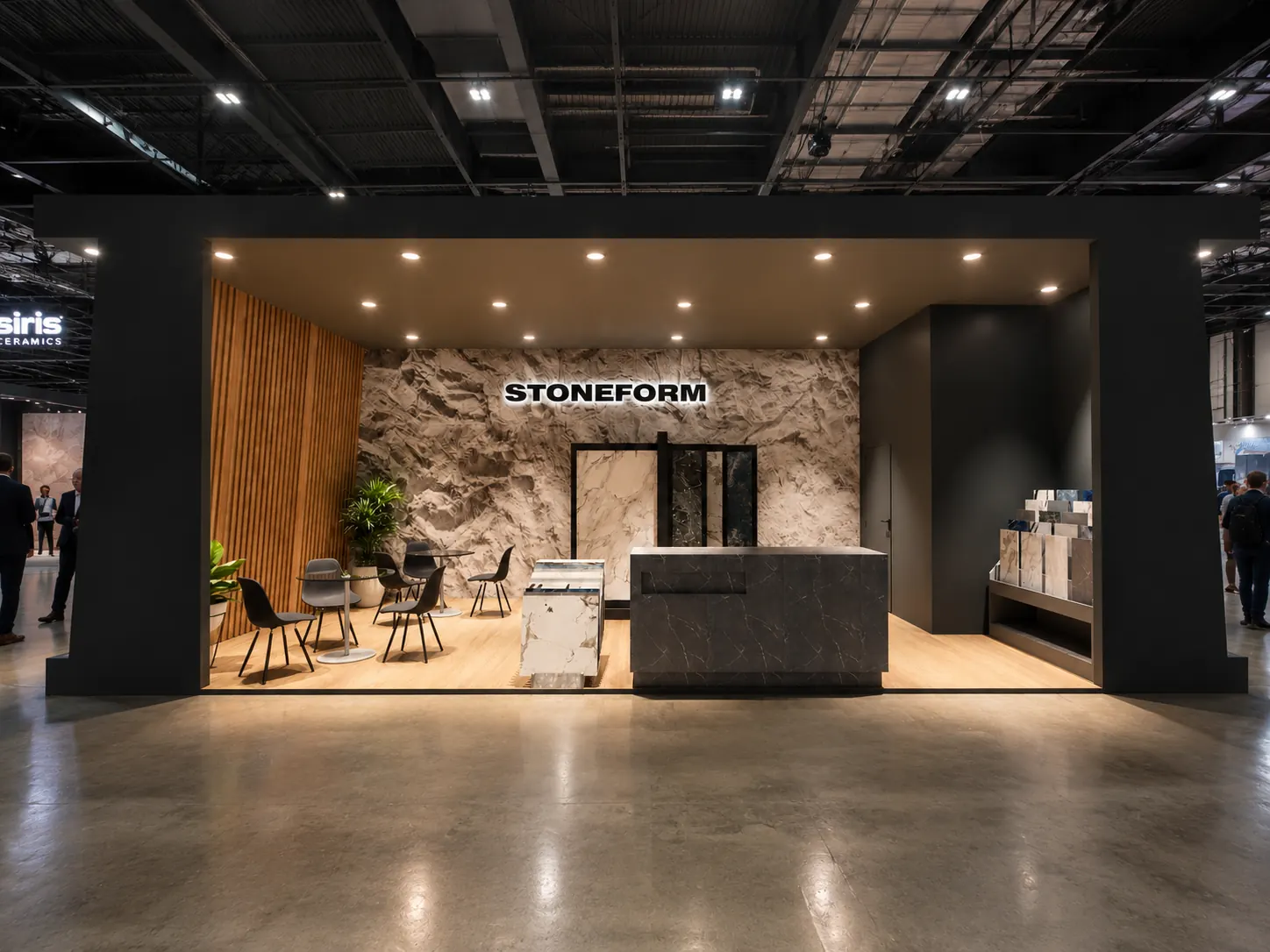 Stoneform fuar standı — hero render