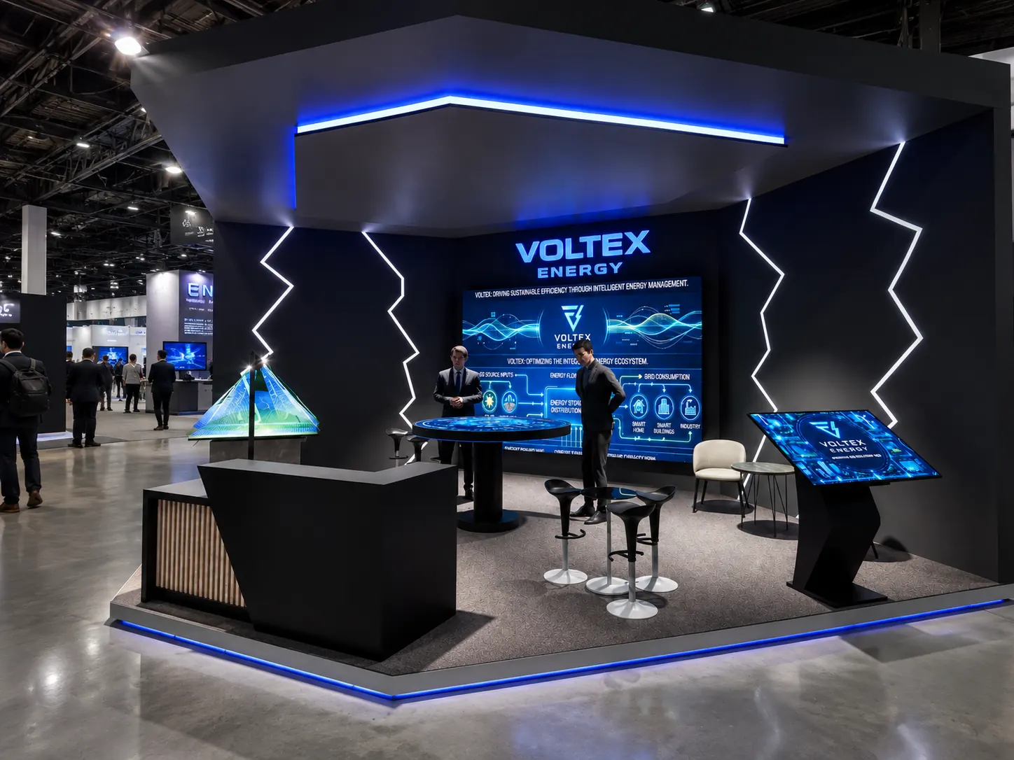 Voltex Energy fuar standı — hero render